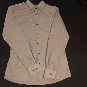Men’s Grey Long Sleeve Button Up Shirt